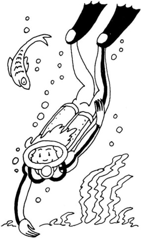 Diver  Coloring Page